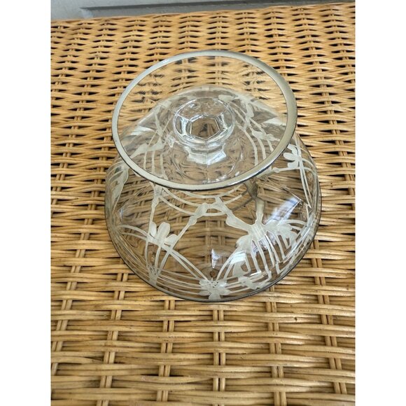 Antique 20's Art Deco Pedestal Candy Trinket Bowl Painted Sterling Overaly - Picture 5 of 16